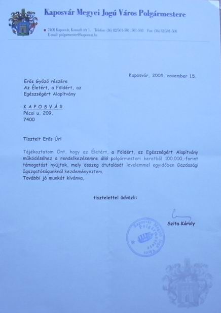 Támogatói nyilatkozat