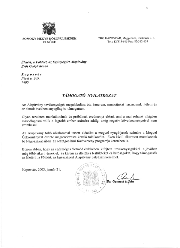 Támogatói nyilatkozat